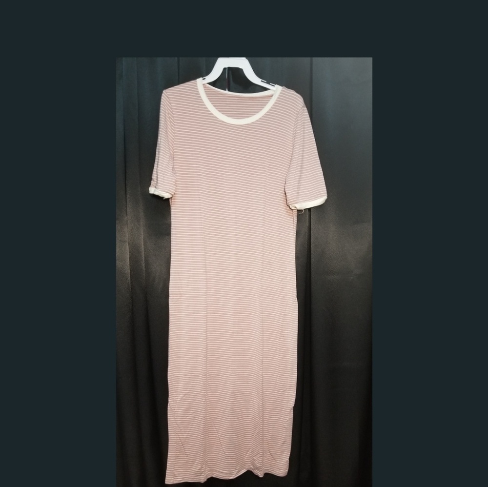 Pink (blush) & white striped dress